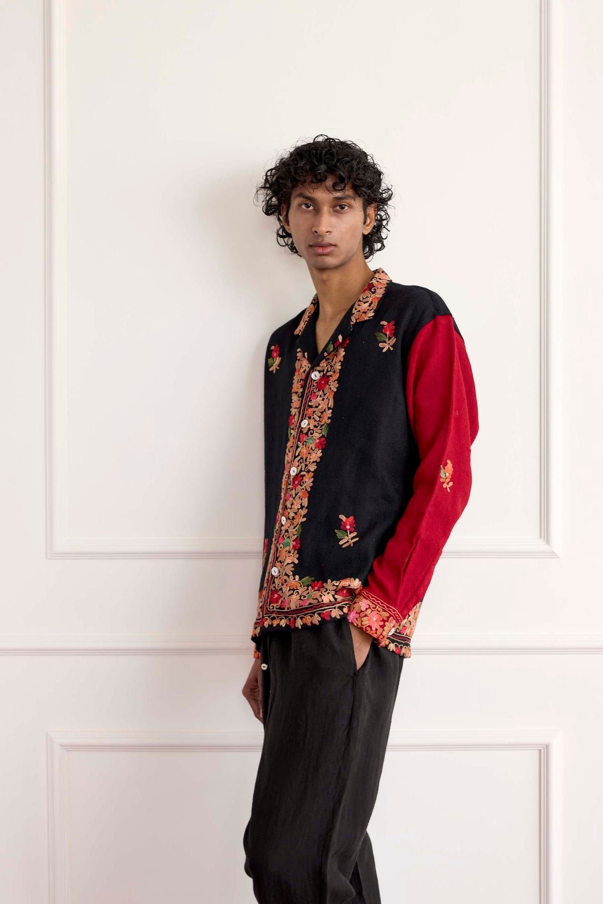 Suzani Embroidered Wool Long Sleeve Shirt - image 4