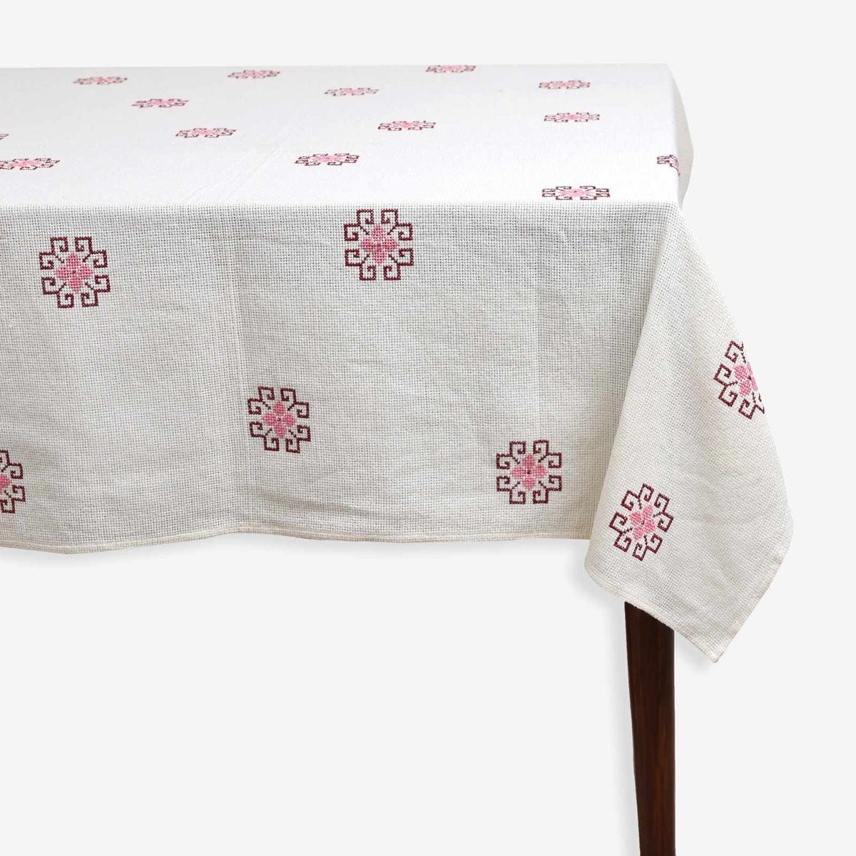 Dainty Cross-Stitch Embroidered Tablecloth - image 1