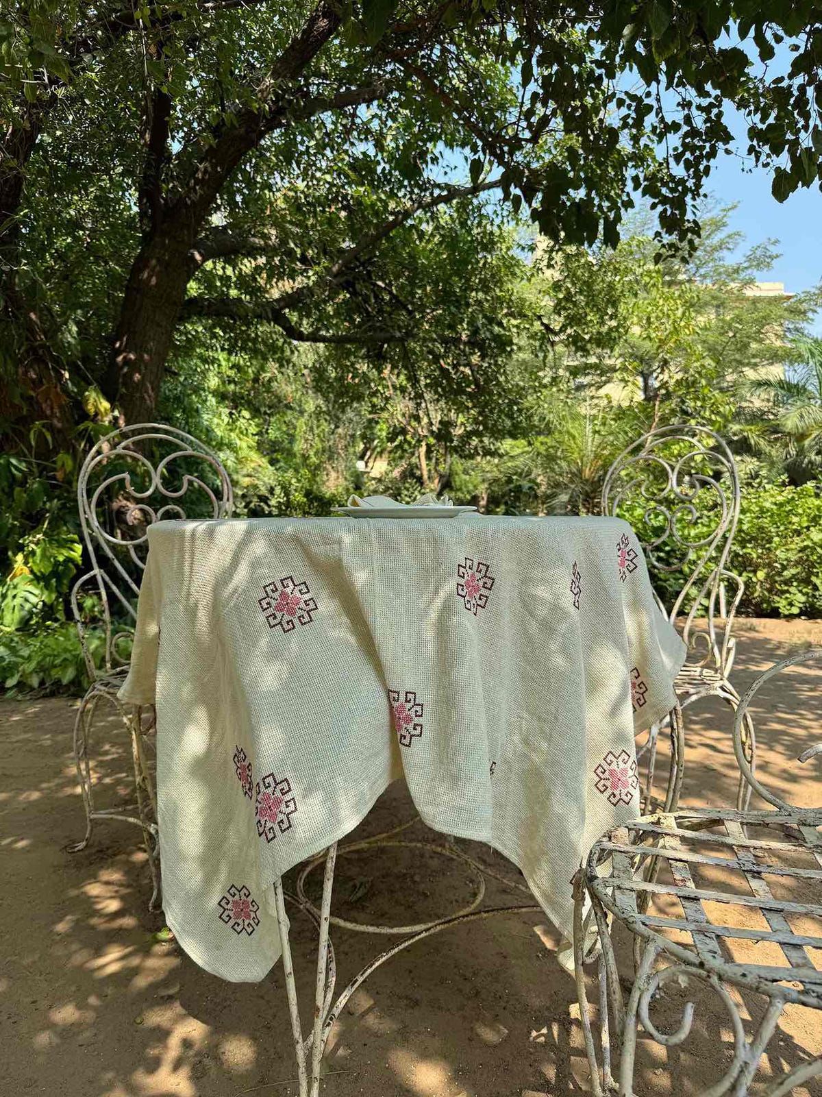 Dainty Cross-Stitch Embroidered Tablecloth - image 5