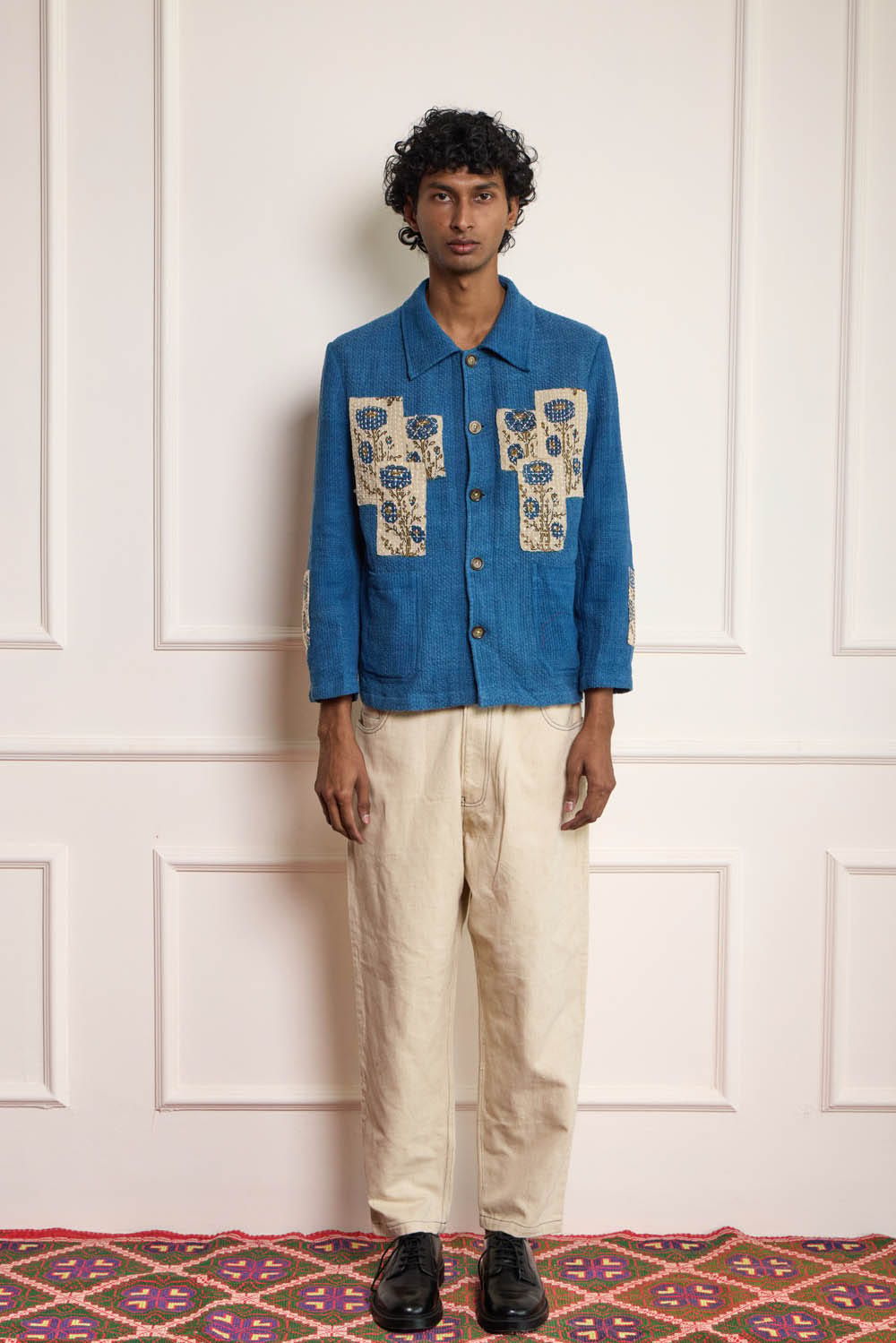 Patchwork Chore Jacket - Indigo - image 1