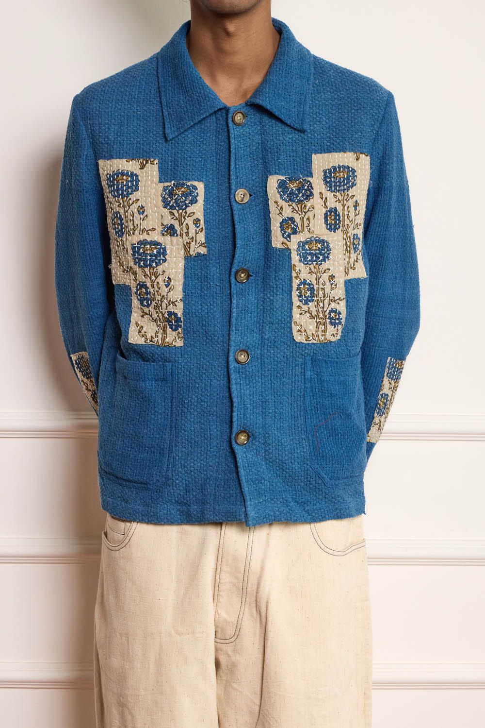 Patchwork Chore Jacket - Indigo - image 3