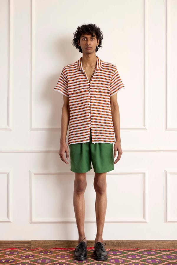 Harago — Crochet Stripe Shirt