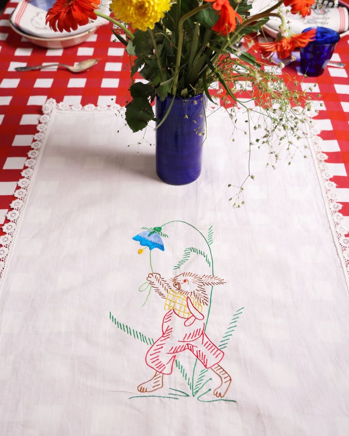 Vintage Embroidered Tea Towel - image 1