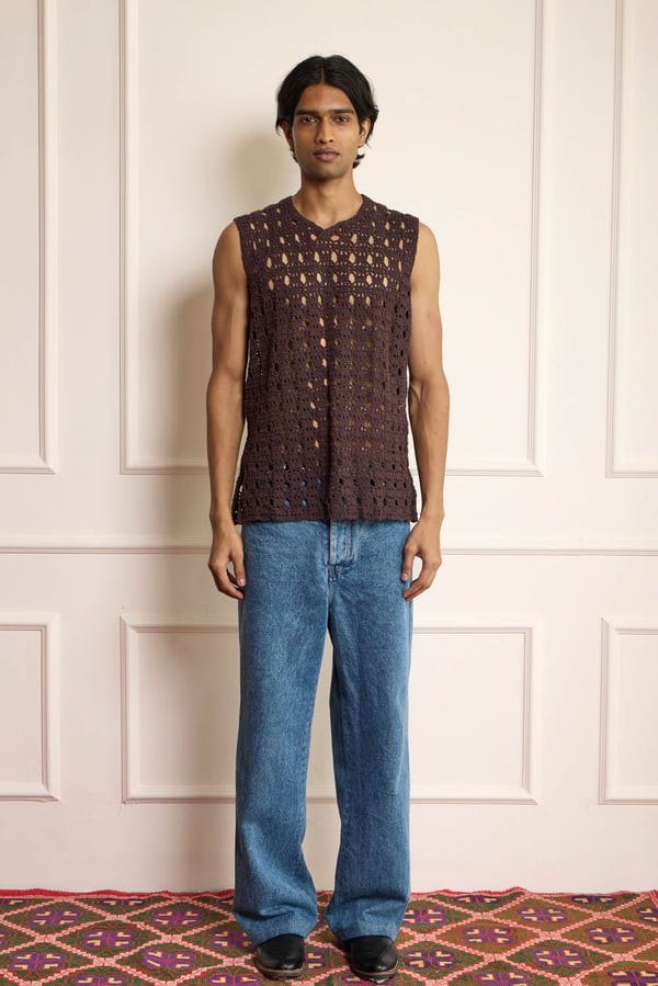 Harago — Crochet Brown Vest