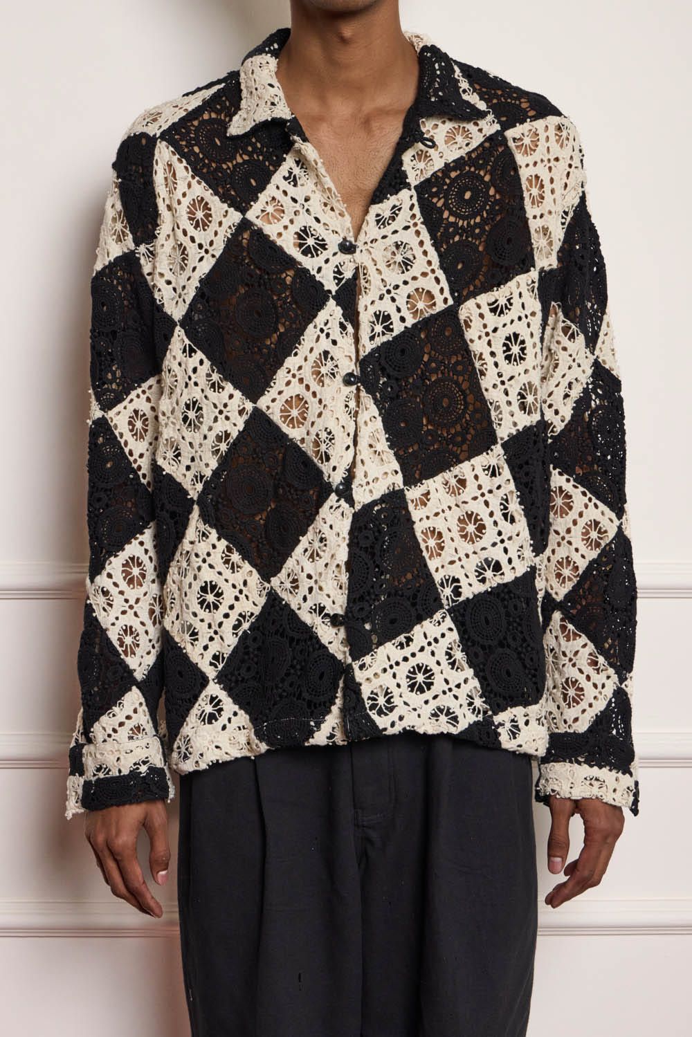Lace Diamond Patchwork Shirt - image 3