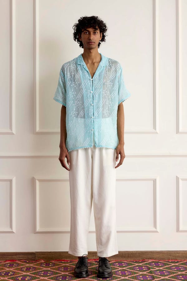 Harago — Embroidered Sheer Shirt