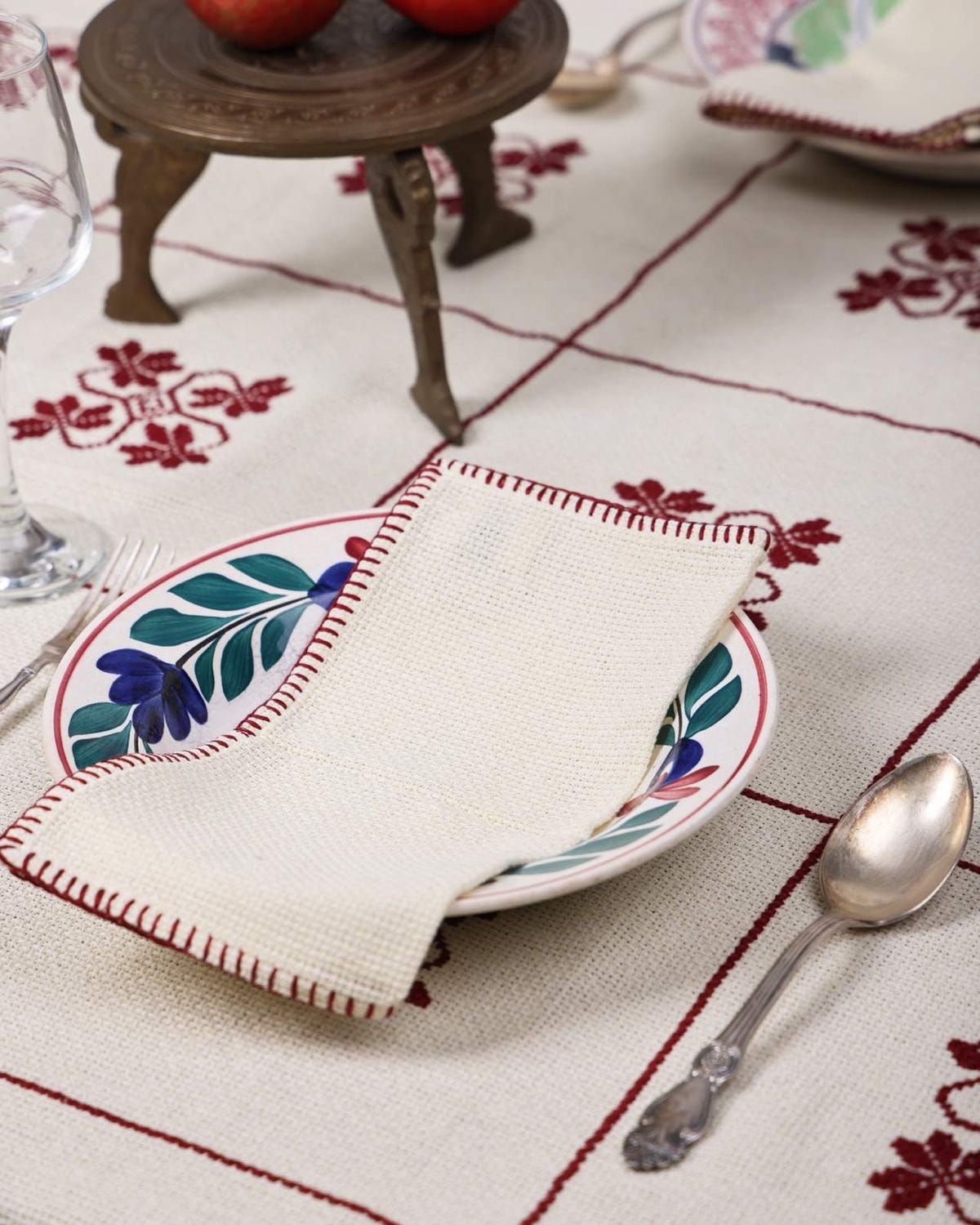 Cross- Stitch Embroidered Tablecloth - image 3