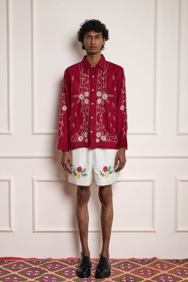 Harago — French Tea Towel Embroidered Shirt