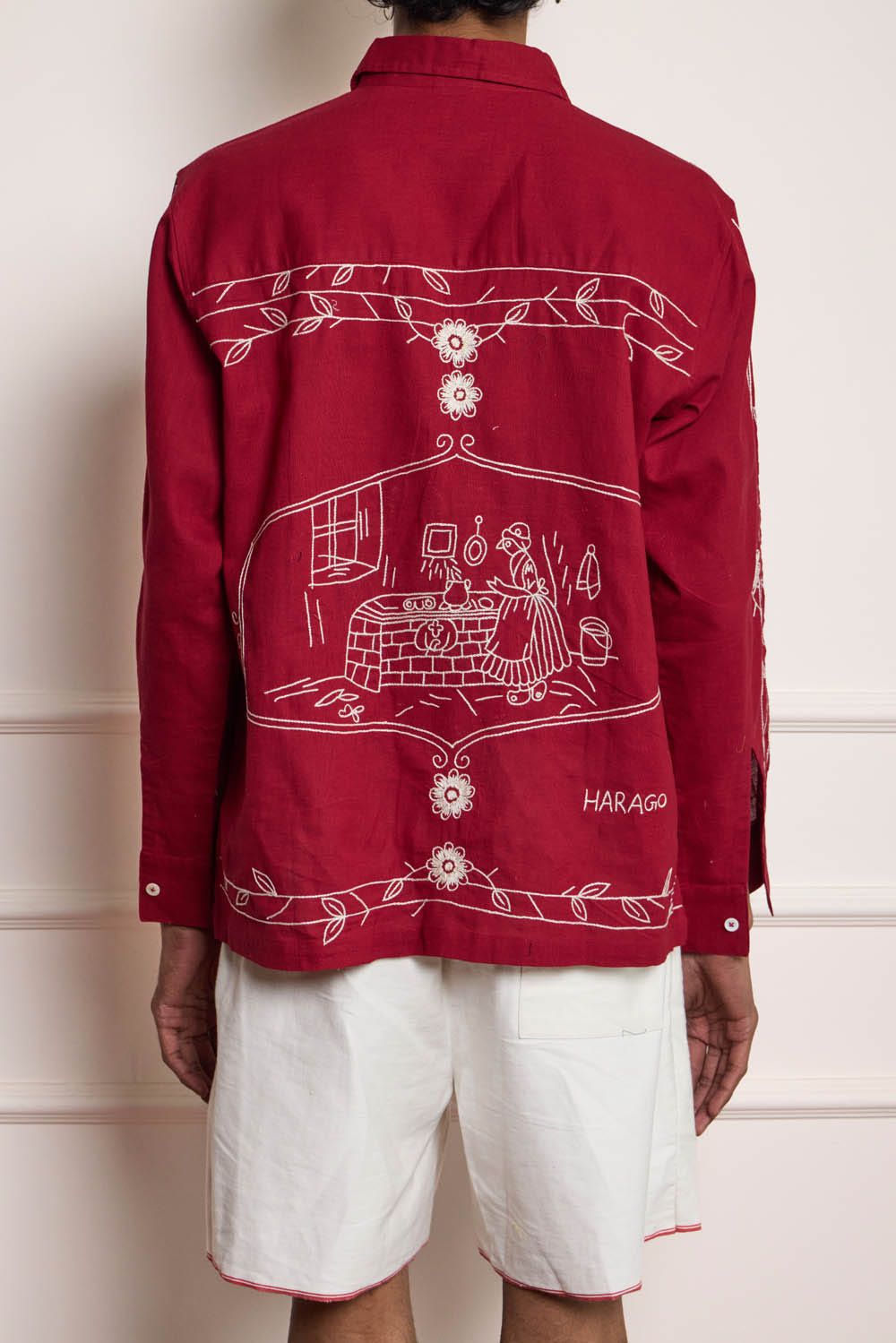 French Tea Towel Embroidered Shirt - image 3