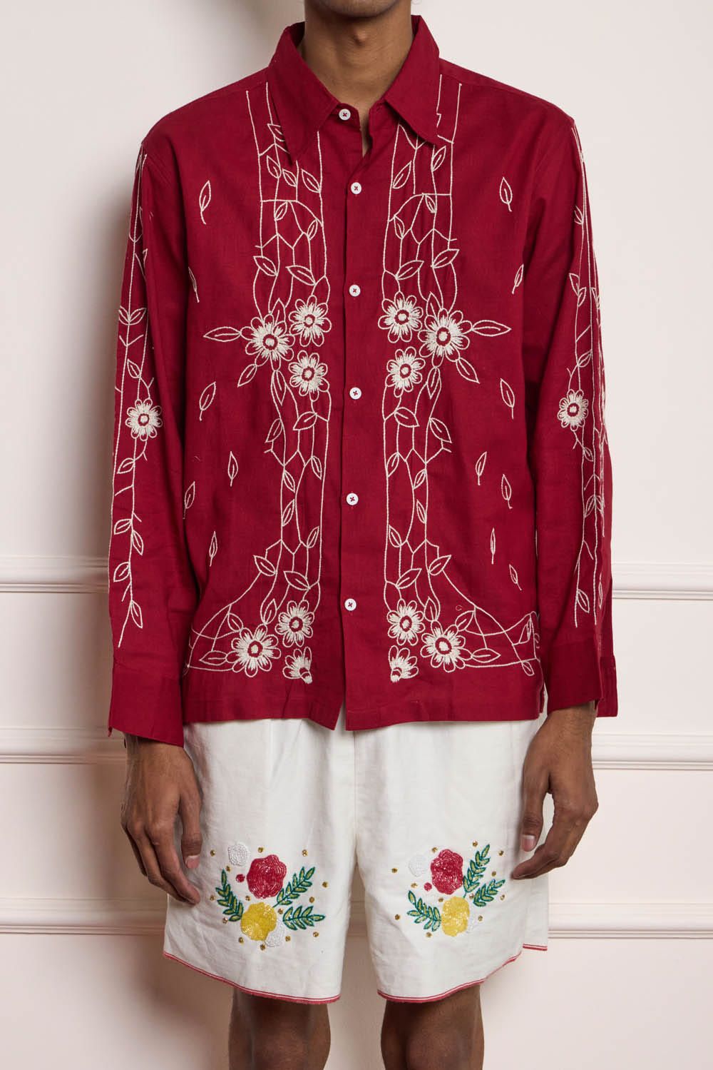 French Tea Towel Embroidered Shirt - image 4