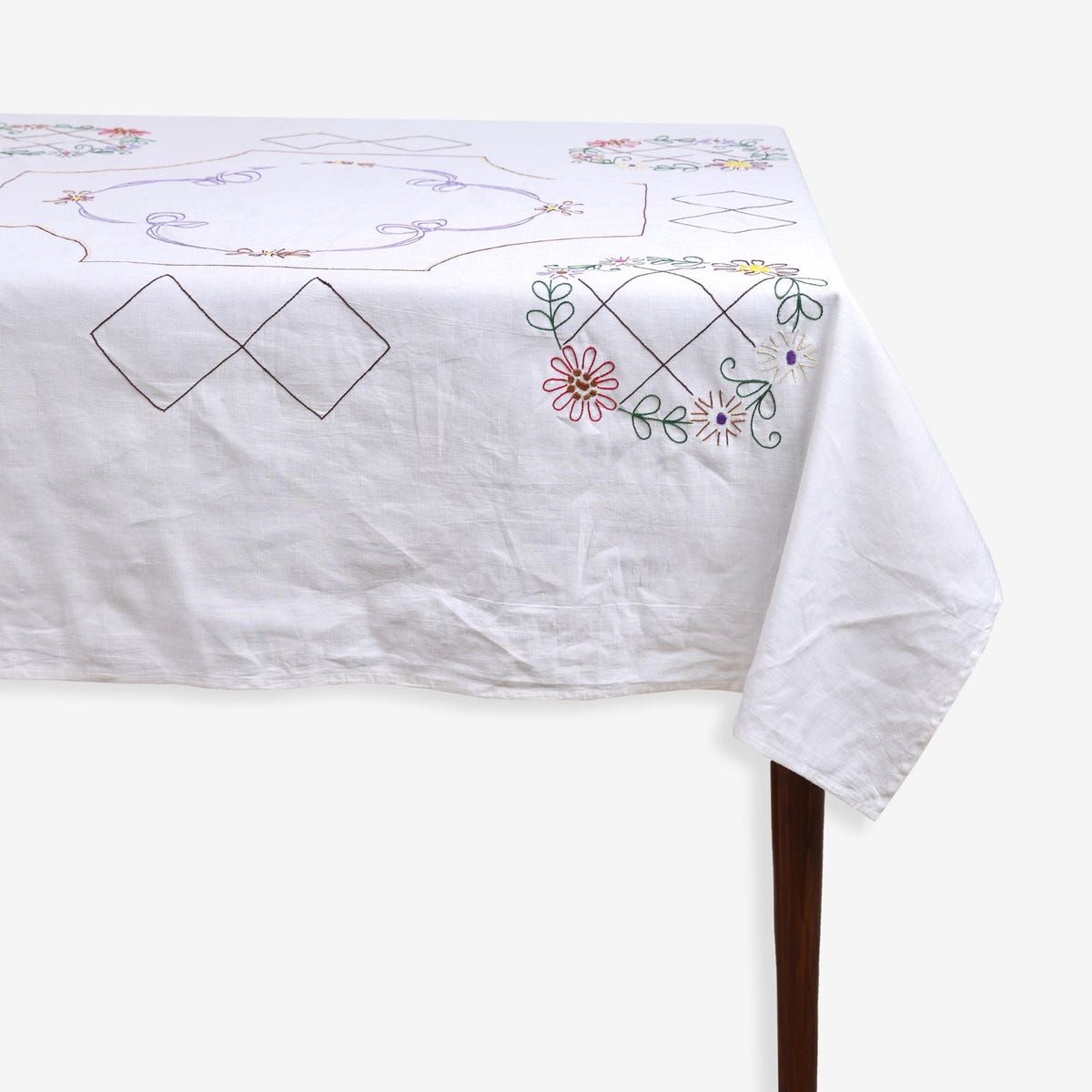 Antique Embroidered Tablecloth - image 1