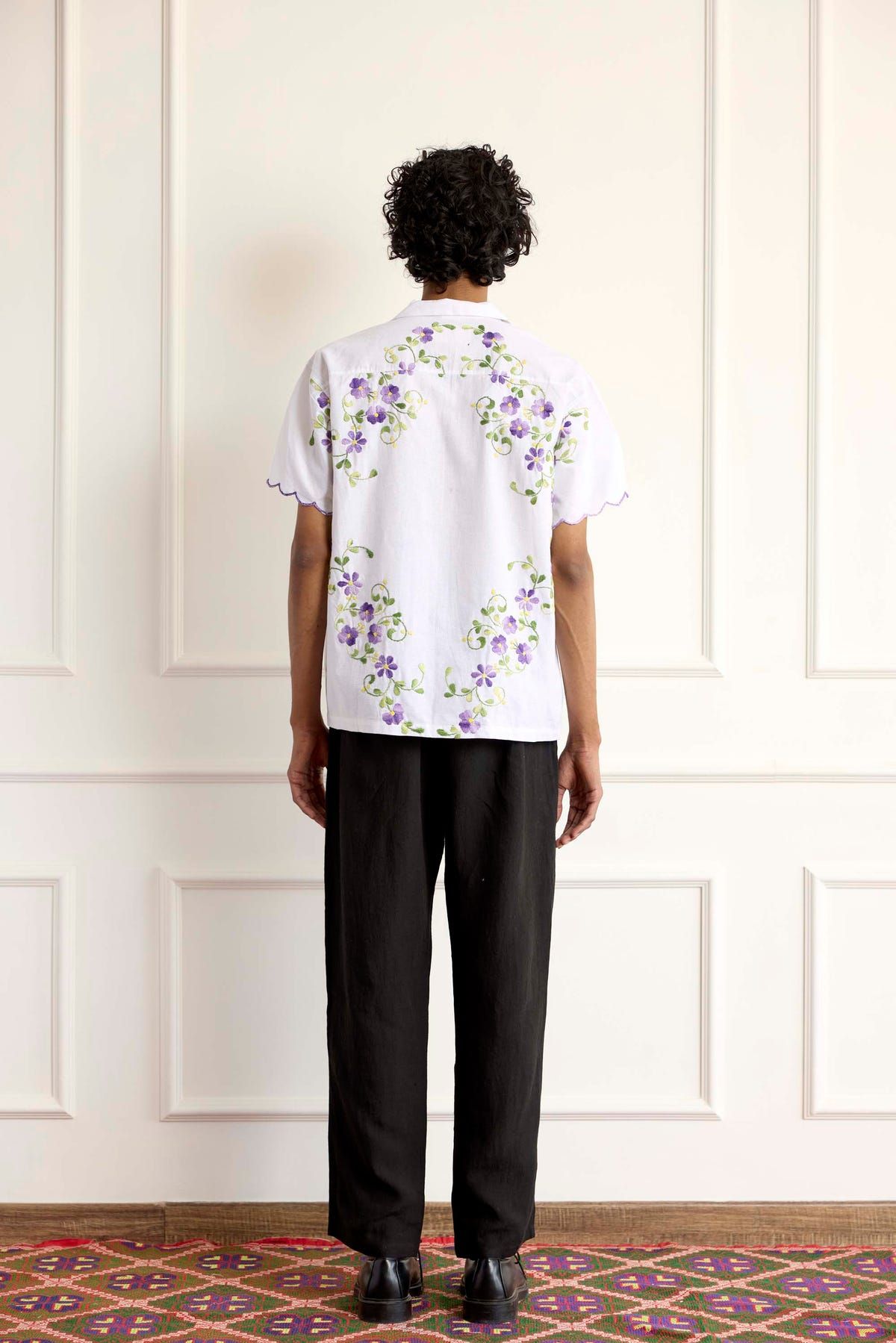 Purple Flower Embroidered Shirt - image 2