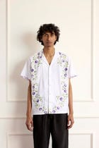 Purple Flower Embroidered Shirt view 3