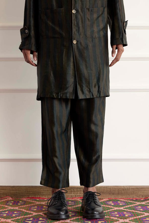 Harago — Silk Stripe Pants