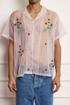 Sheer Floral Embroidered Shirt view 3