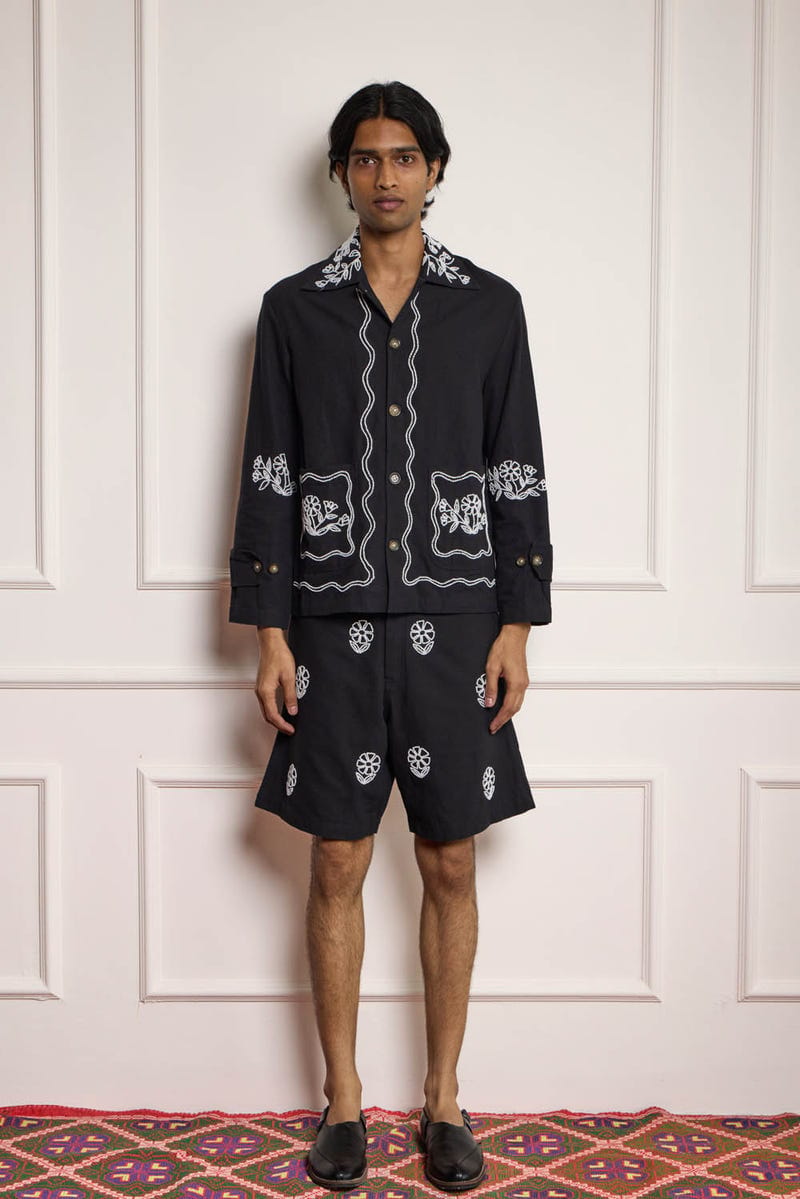 Bead Embroidered Blouson Jacket