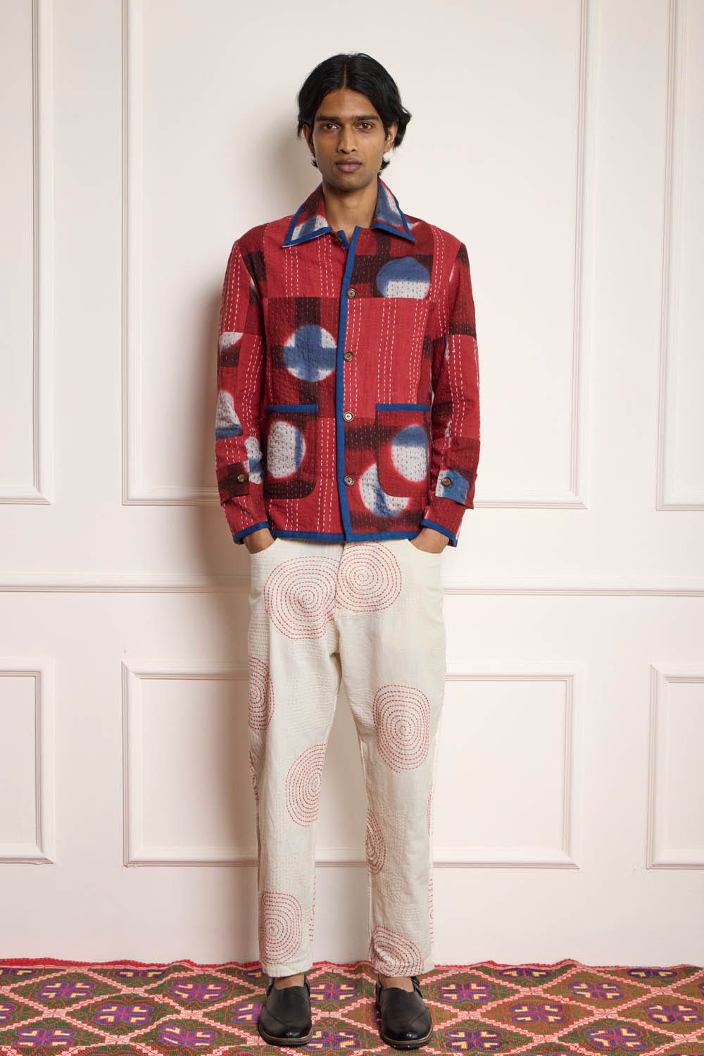 Clamp Dye Patchwork Kantha Jacket - image 1
