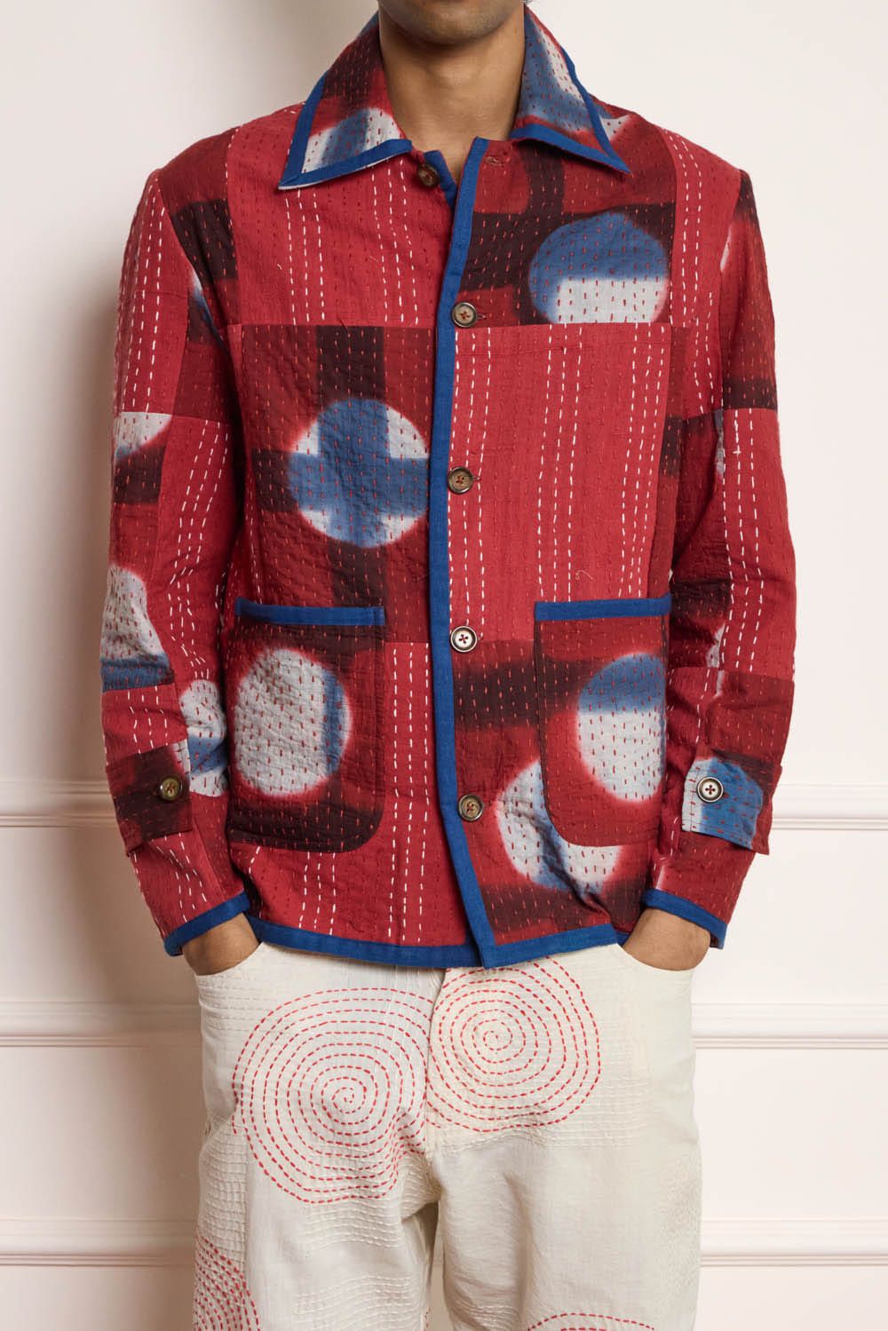 Clamp Dye Patchwork Kantha Jacket - image 3