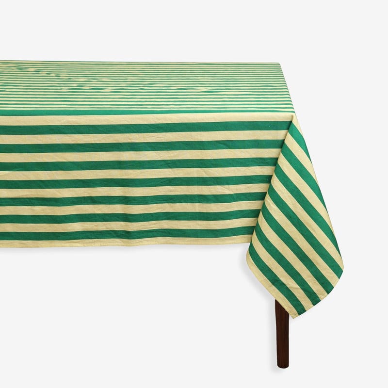 Block Printed Striped Tablecloth