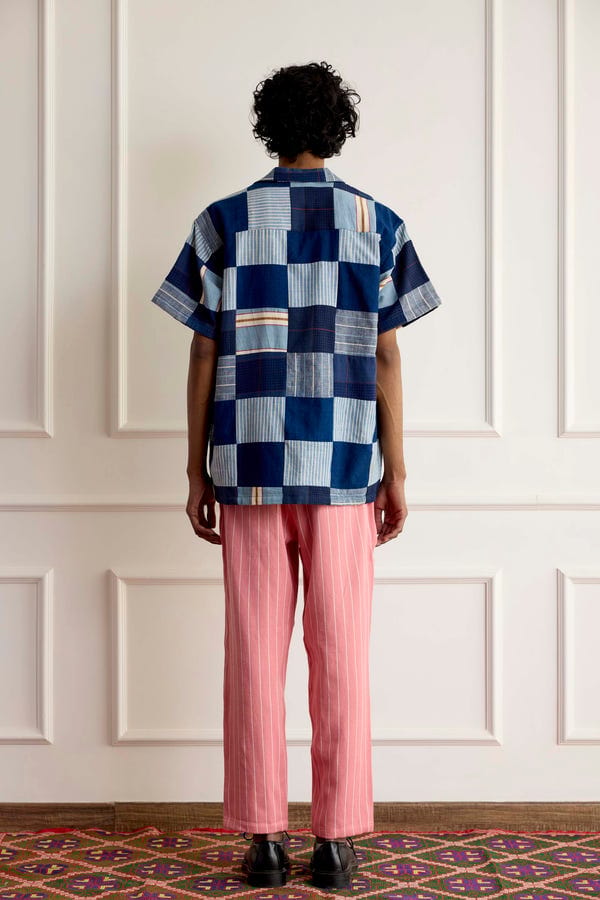 Harago — Blue Patchwork Shirt