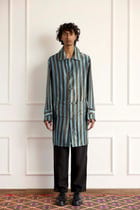 Striped Silk Long Blouson view 1