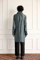 Striped Silk Long Blouson view 2