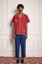 Hand Embroidered Shirt - Red view 1