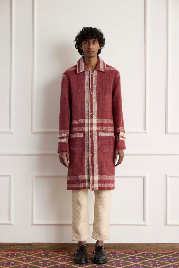 Harago — Khadi Stripe Long Blouson
