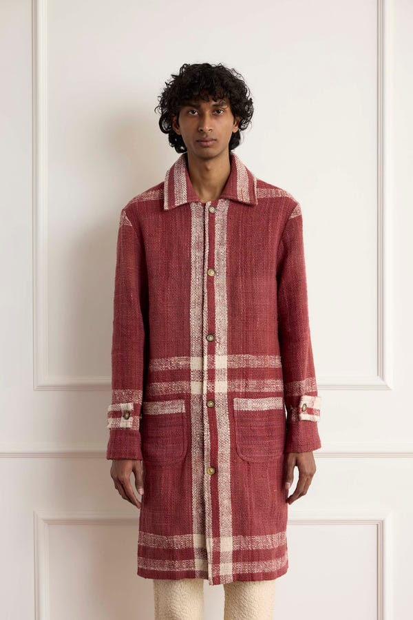 Harago — Khadi Stripe Long Blouson