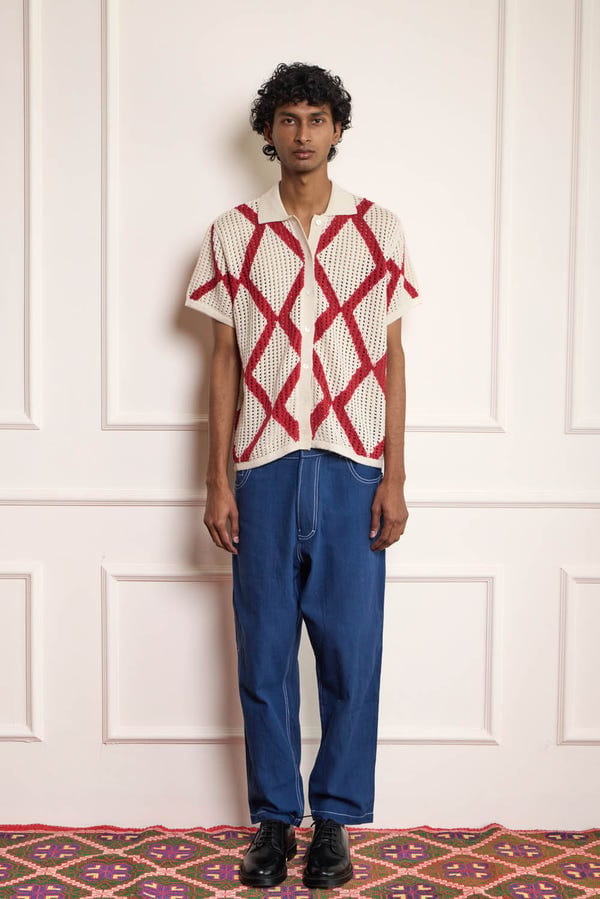 Harago — Diamond Crochet Shirt