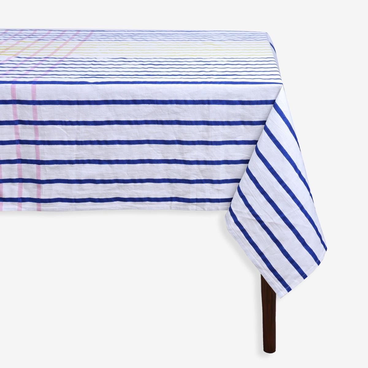 Block Printed Tablecloth - Off White - image 1