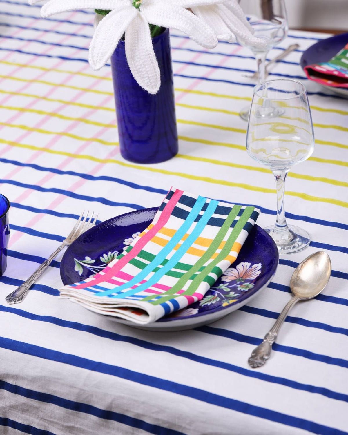 Block Printed Tablecloth - Off White - image 3