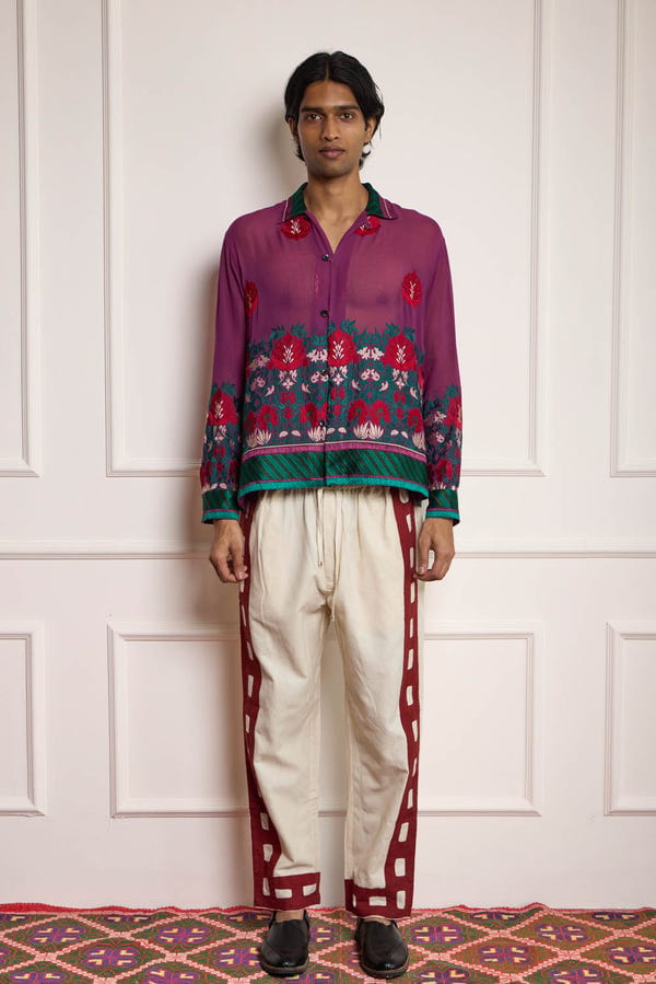 Harago — Vintage Silk Embroidered Shirt