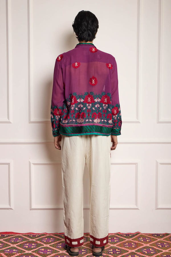 Harago — Vintage Silk Embroidered Shirt