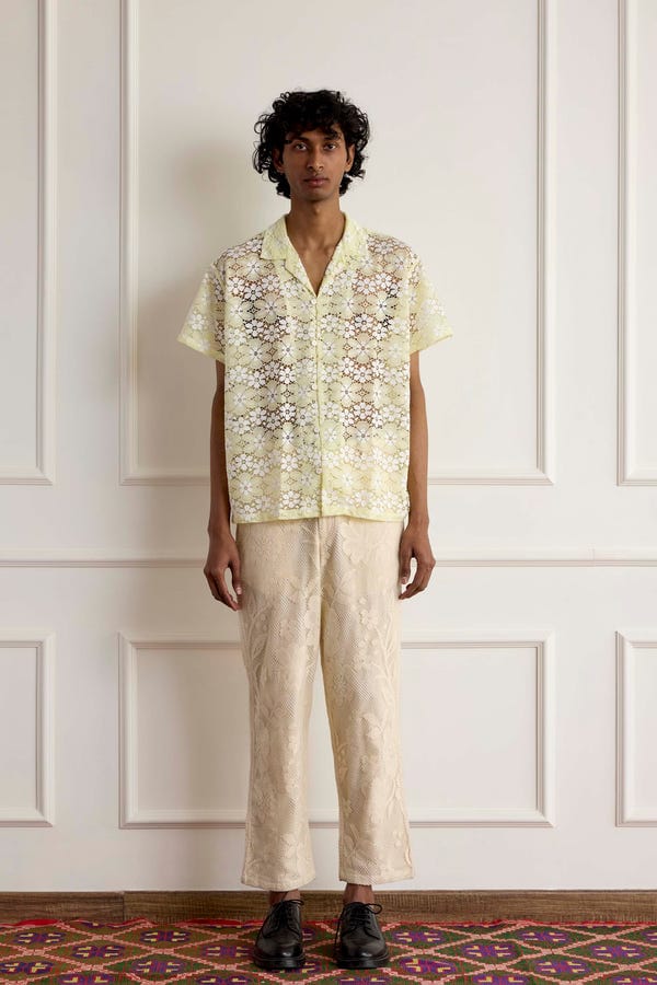Harago — Lace Short Sleeve shirt
