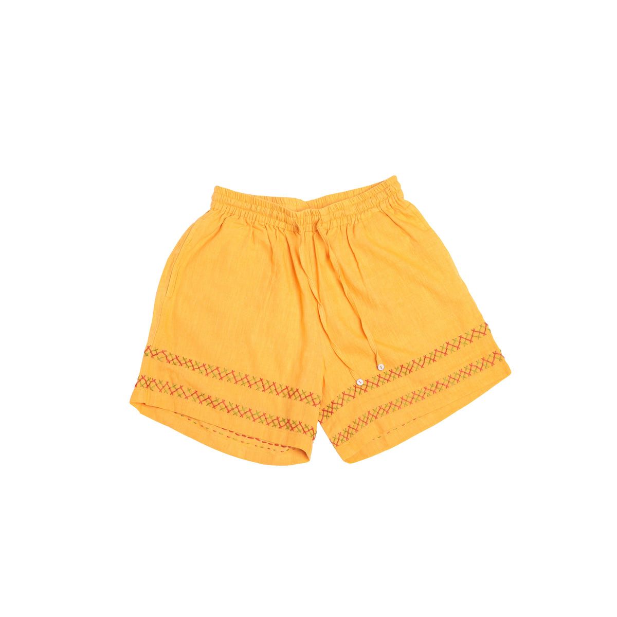Yellow Embroidered Shorts - image 1