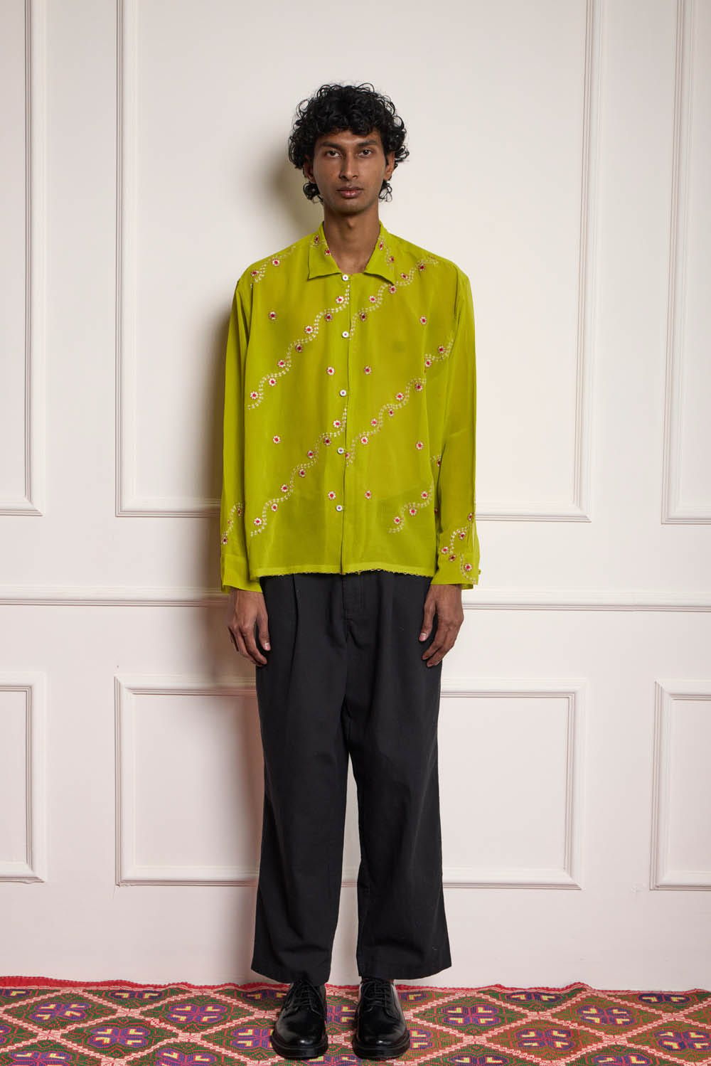 Vintage Silk Shirt - Green - image 1
