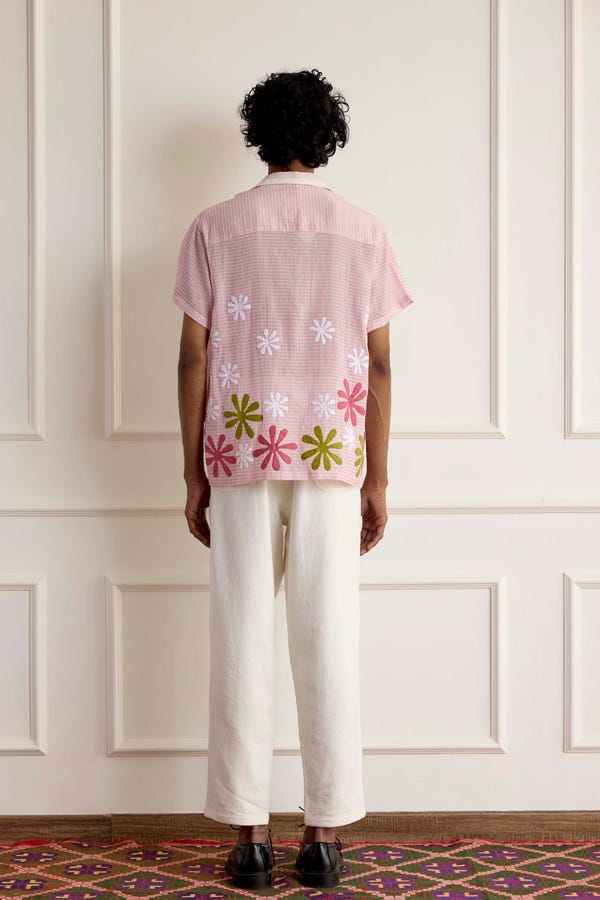Harago — Appliqué Floral Shirt