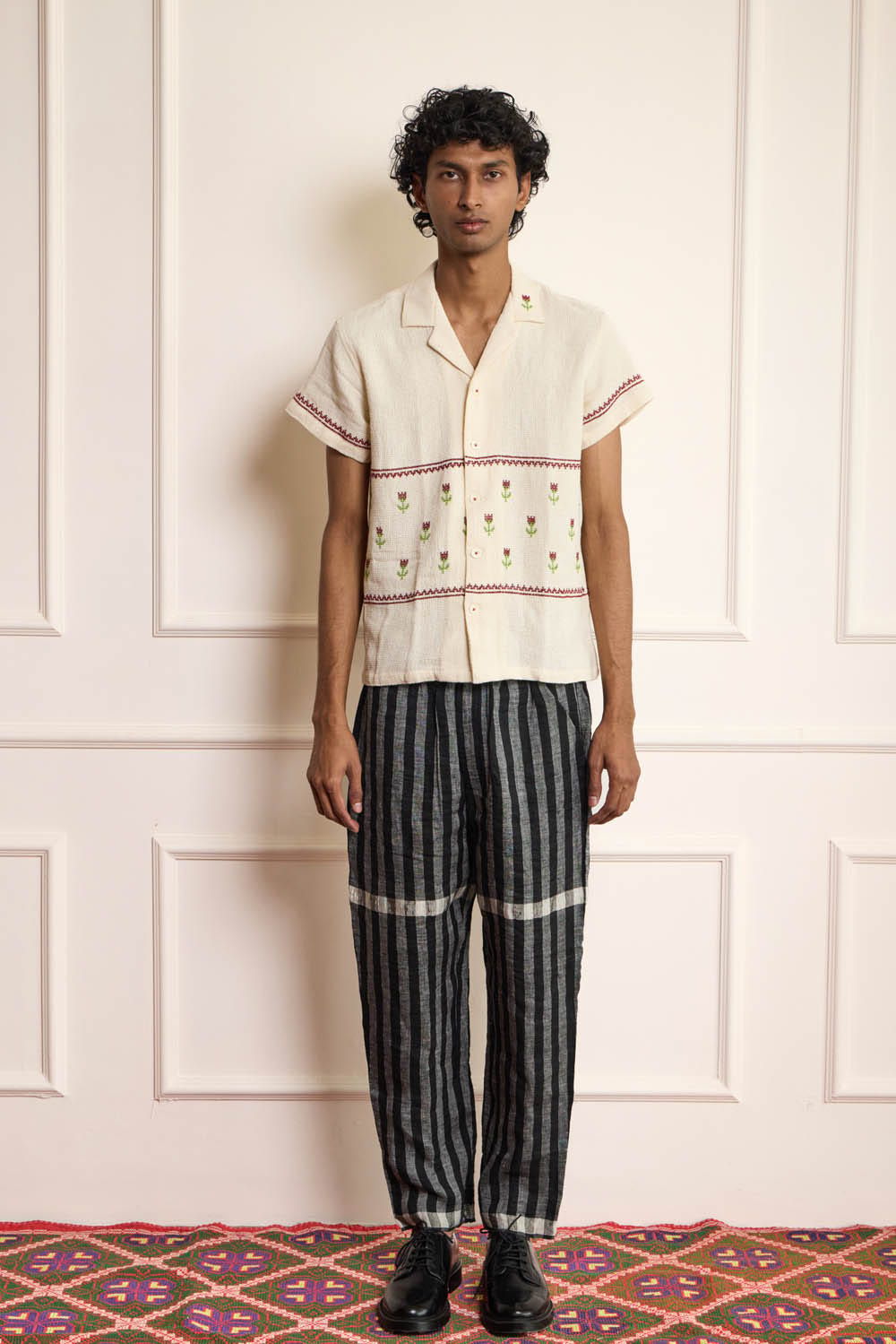 Tulip Cross Stitch Embroidered Shirt - image 1