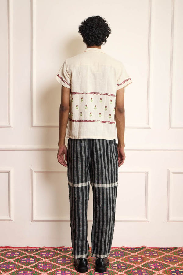 Harago — Tulip Cross Stitch Embroidered Shirt