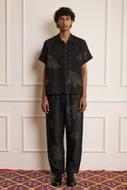 Black Kantha Embroidered Pants view 2