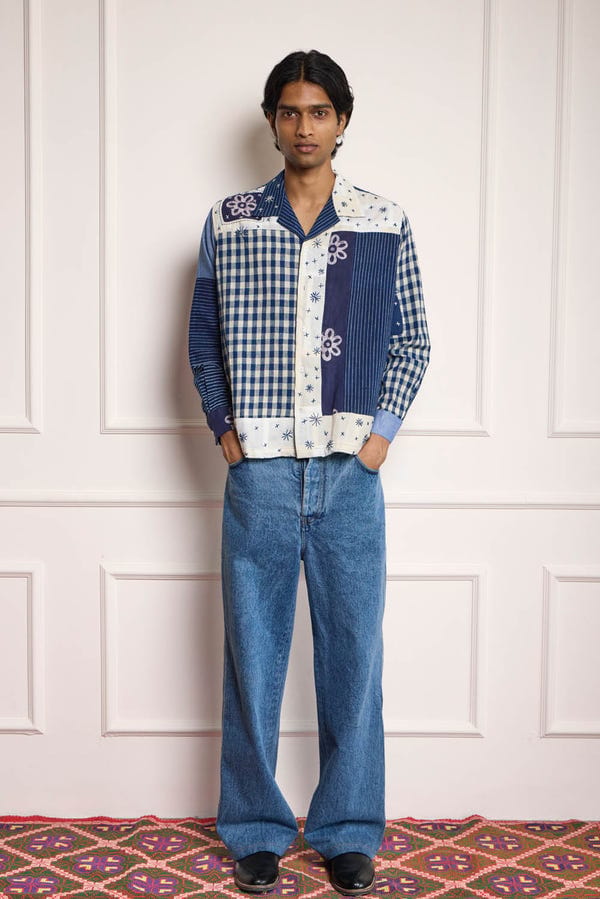 Harago — Indigo Patchwork Shirt