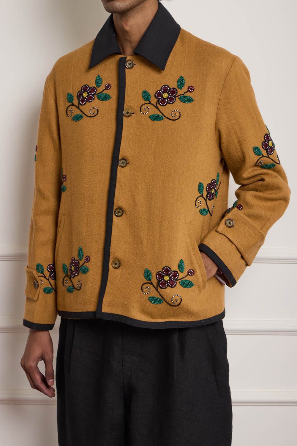 Bead Embroidered Wool Jacket - image 4