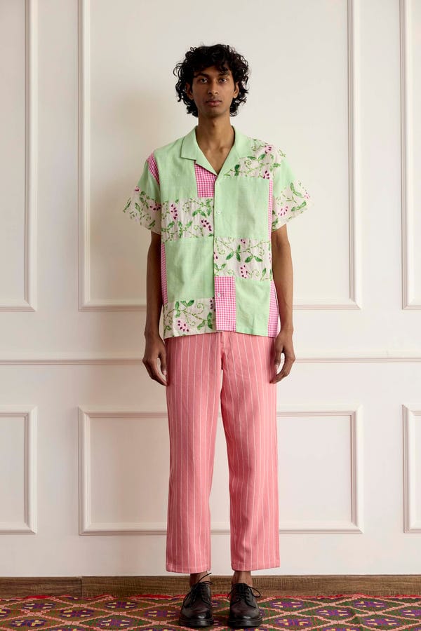 Harago — Patchwork Embroidered Shirt