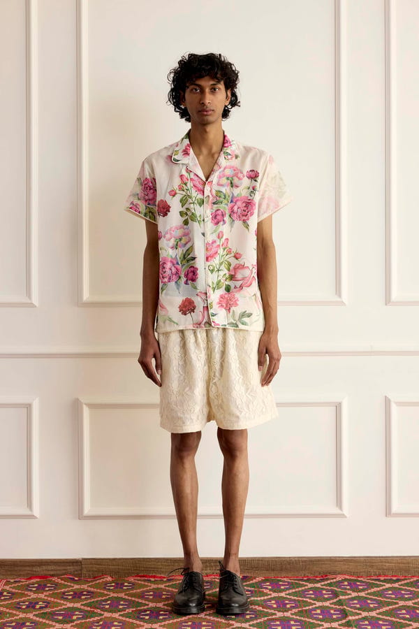 Harago — Floral Print Short sleeve Shirt