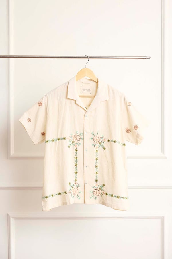 Harago — Floral Embroidered Shirt