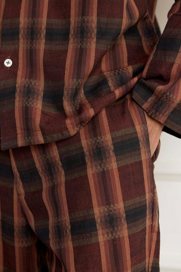 Harago — Handwoven Checks High Waist Pants