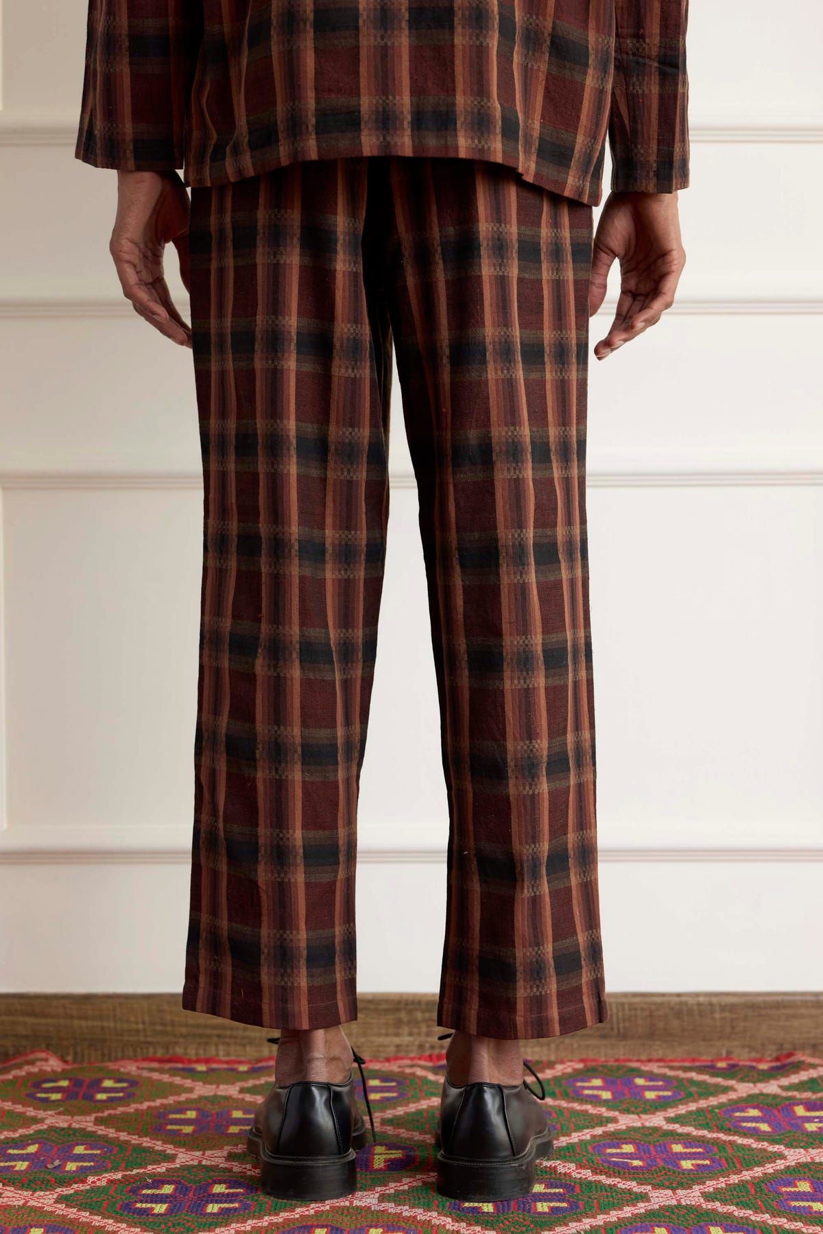 Handwoven Checks High Waist Pants - image 3