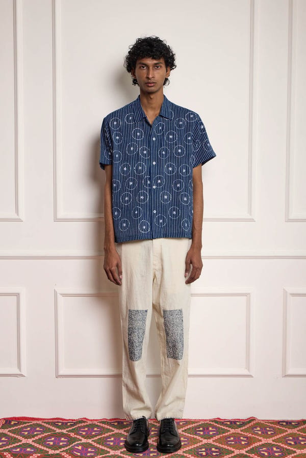 Harago — Circle Kantha Embroidered Shirt