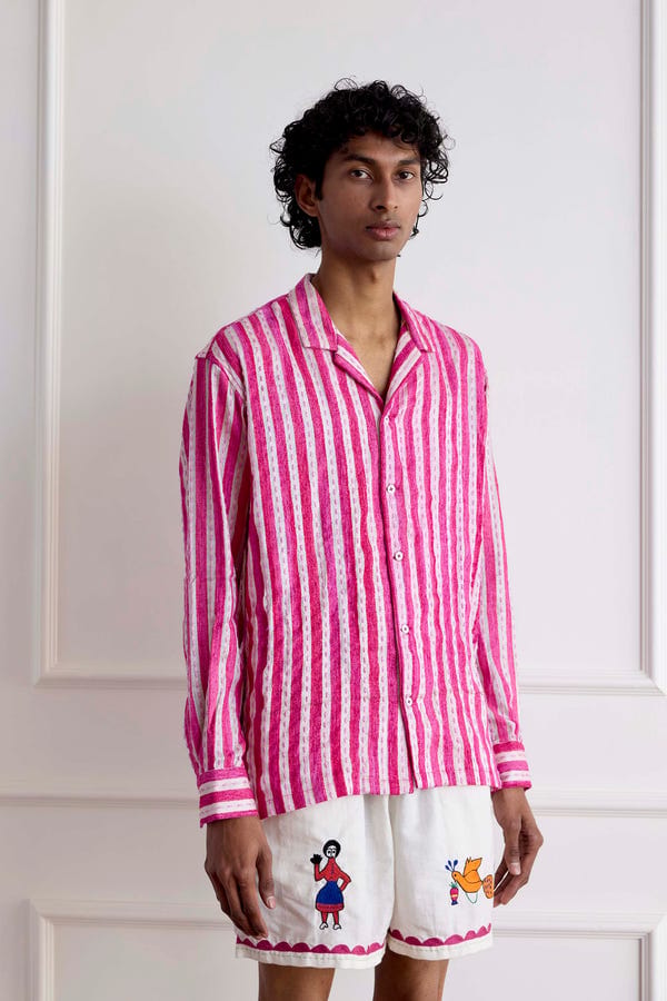 Harago — Kantha Stripe Shirt